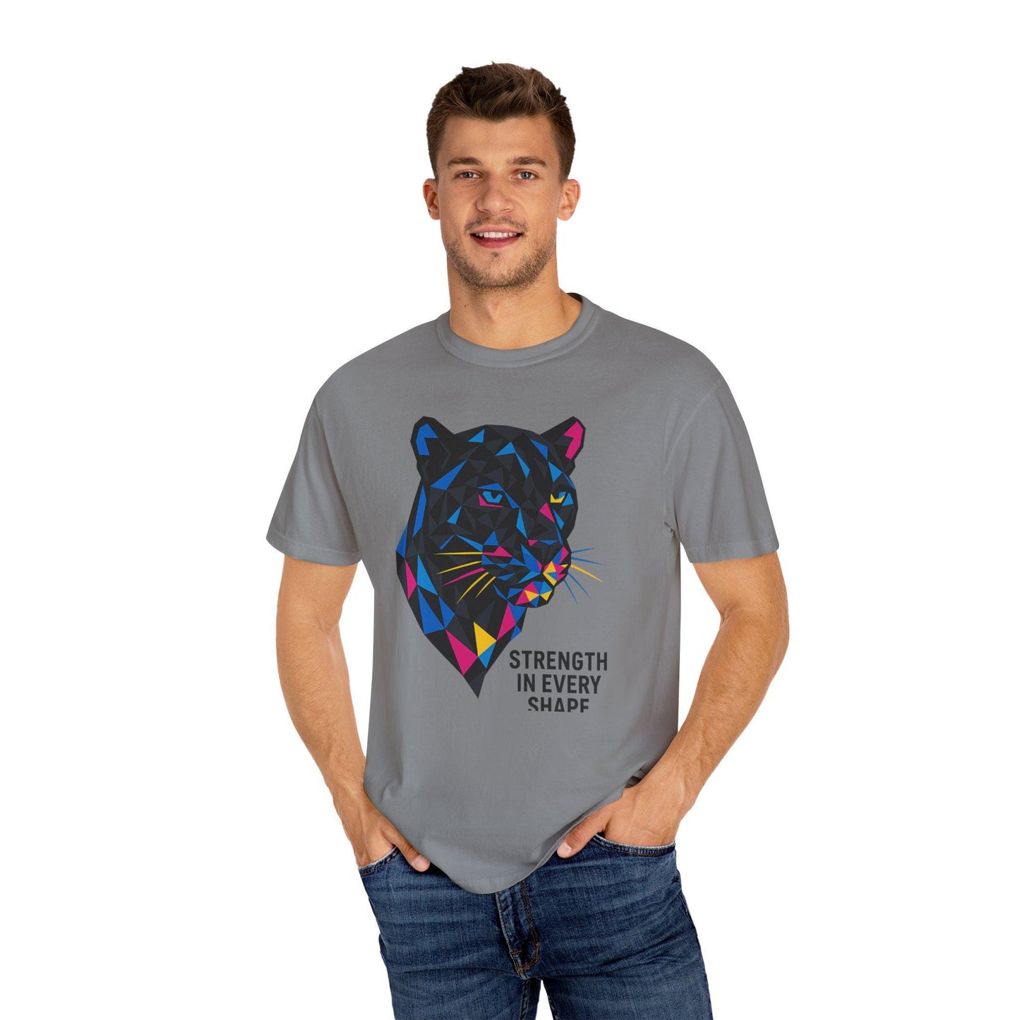 Geometric Panther T-shirt, Artistically Bold Unisex Tee, Festival Clothing Gift, Dopamine Dressing