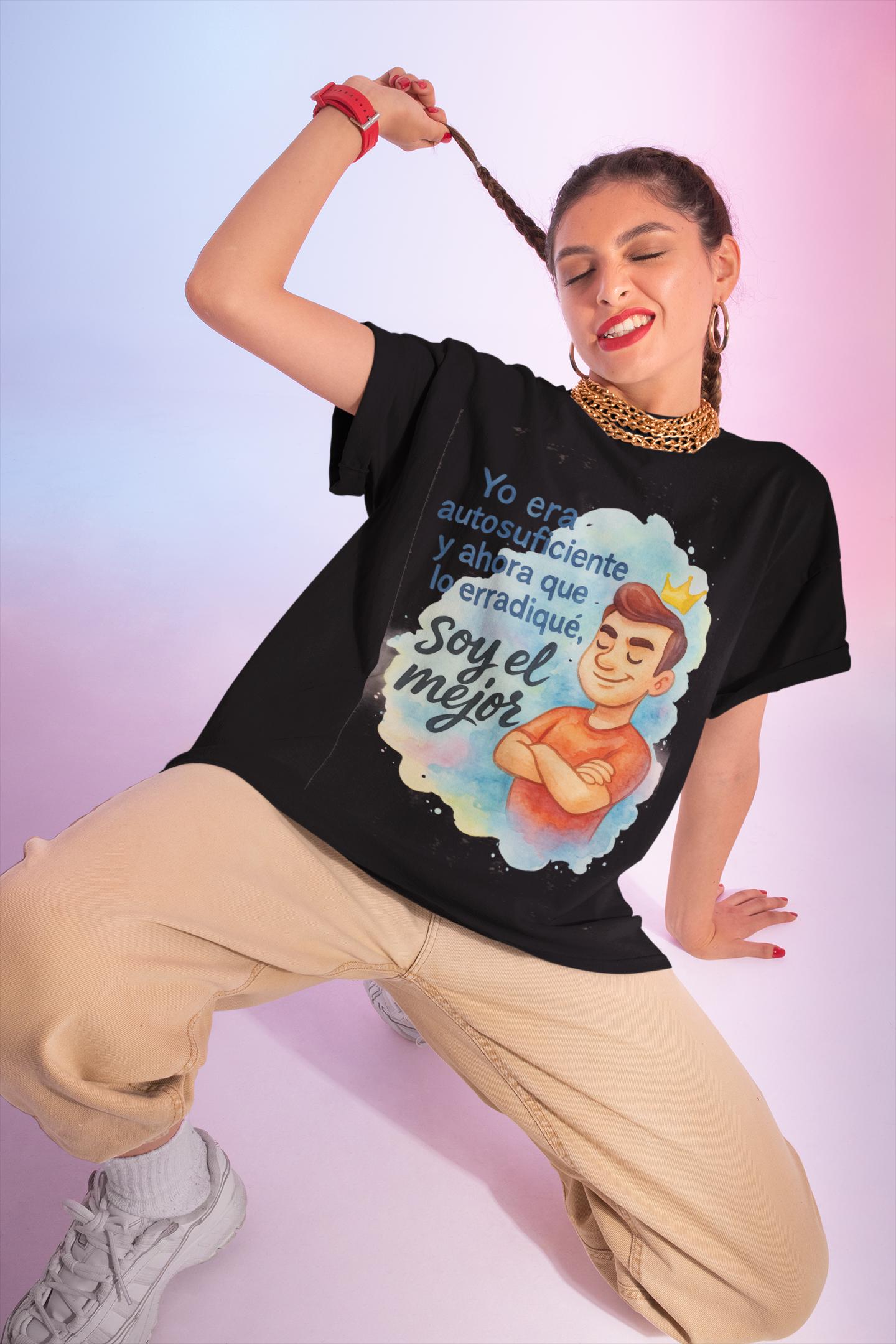 Ironic Self-Confidence T-Shirt ,I Gave Up Self-Reliance and Now I'm the Best, Watercolor Humor Quote Tee