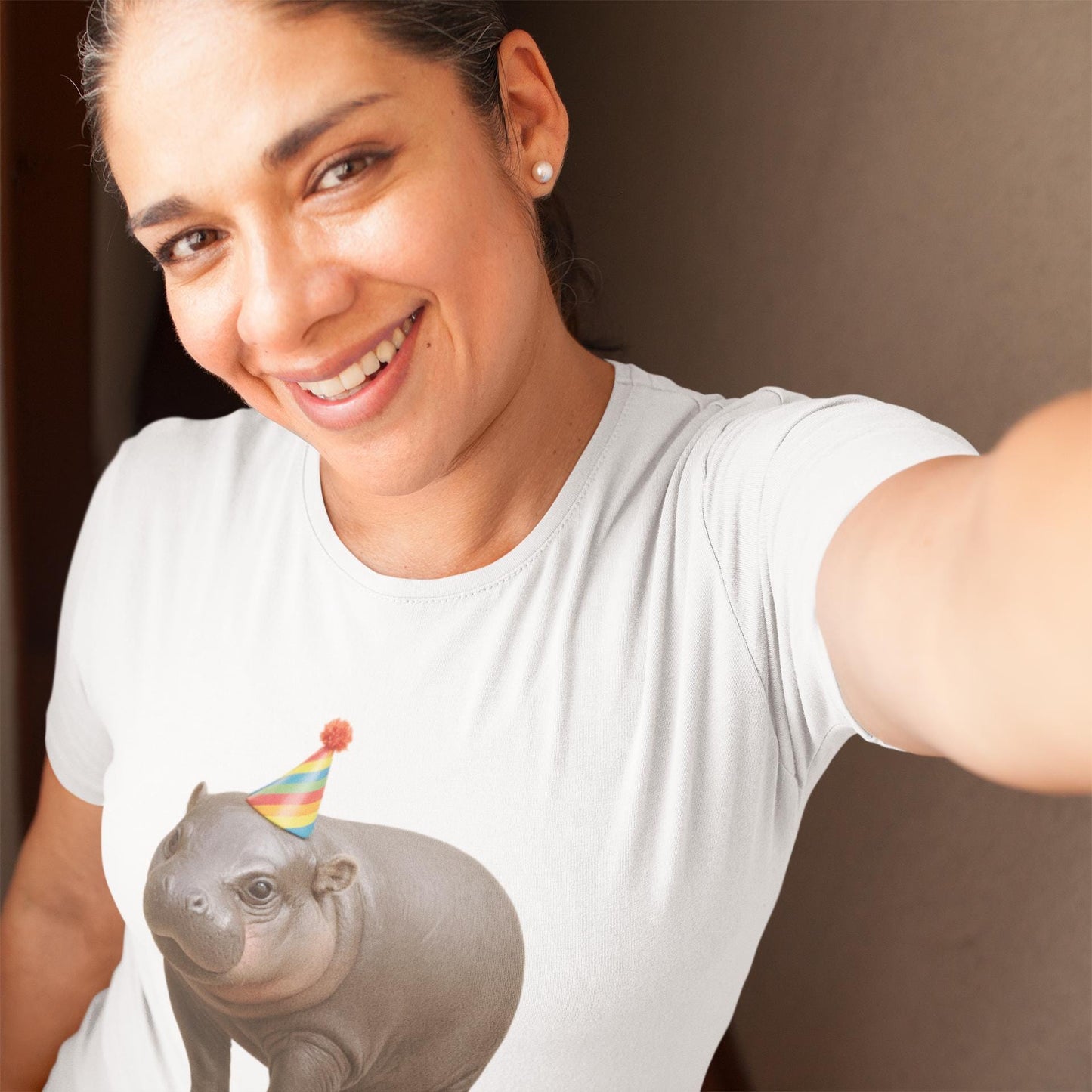 Pygmy Hippo Birthday Hat Unisex Garment-Dyed T-shirt, Viral Animal Lover Gift, Cute Tee for Animal Collectors, Comfort Colors Shirt