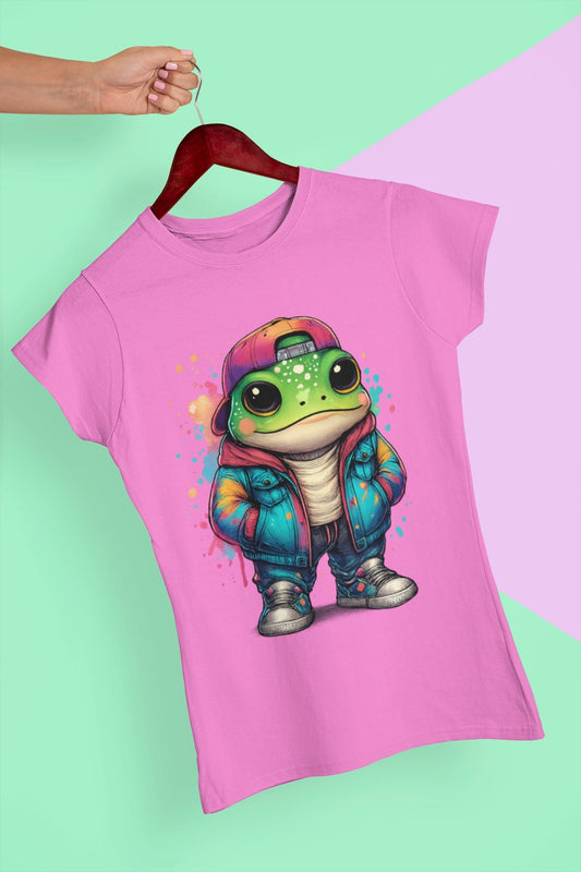 Hip Hop Frog Unisex Garment-Dyed T-shirt, Cool Teen Fashion Apparel, Trendy Youth Clothing, Stylish Frog Shirt, Unique Streetwear Tee