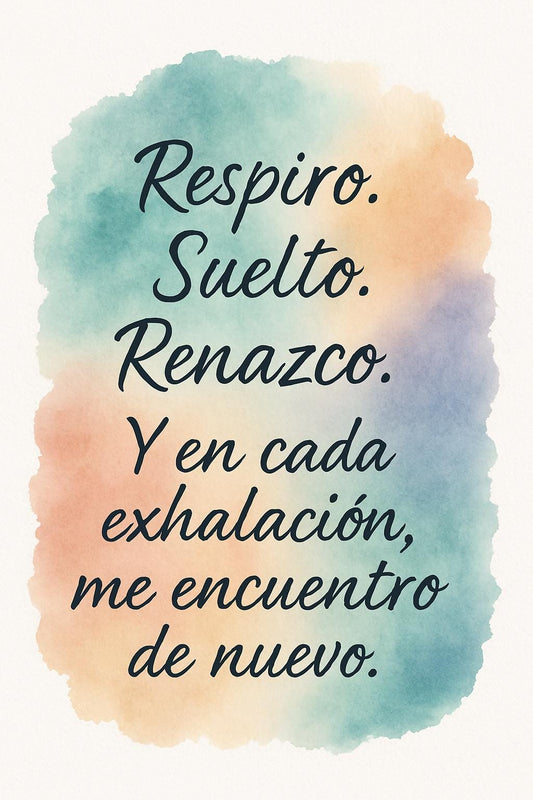 Healing Poster Breathe, Release, Rebirth, Emotional Wall Art in Watercolor with Symbolic Body Illustration