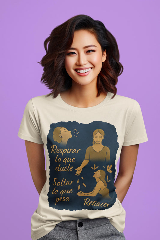 Emotional T Shirt Breathe, Release, Rebirth, Sequential Watercolor Design with Symbolic Body Illustration