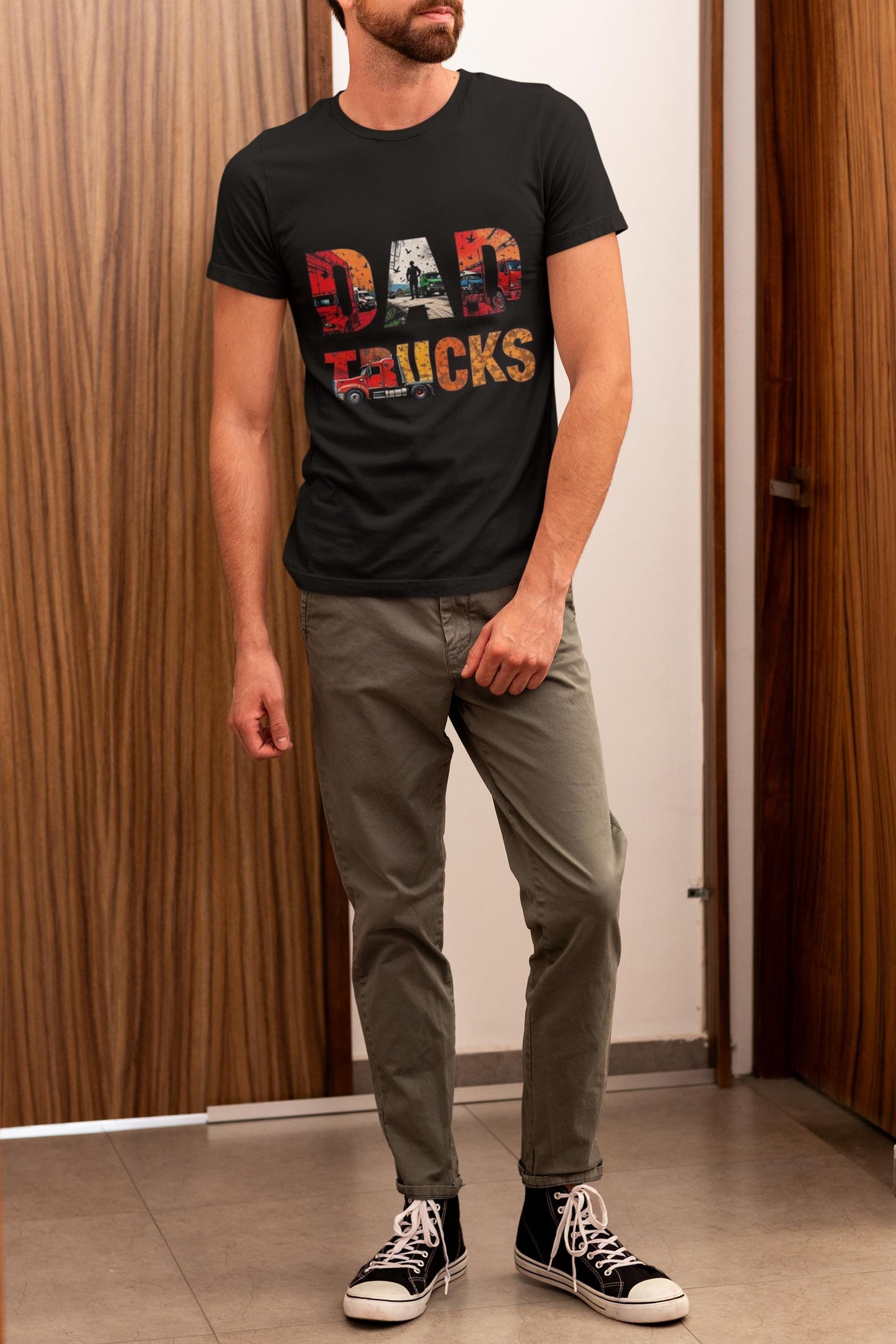 Dad Trucks Unisex Softstyle T-Shirt | Perfect Gift for Fathers, Truck Lovers, and Birthdays, Casual Wear, Father's Day, Everyday Comfort