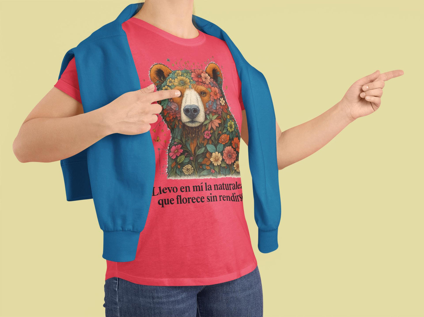 Resilient Floral Bear Softstyle T-Shirt, Nature Lover Gift, Emotional Beige Tee, Earth Day Present, XS-3XL, Gildan 64000