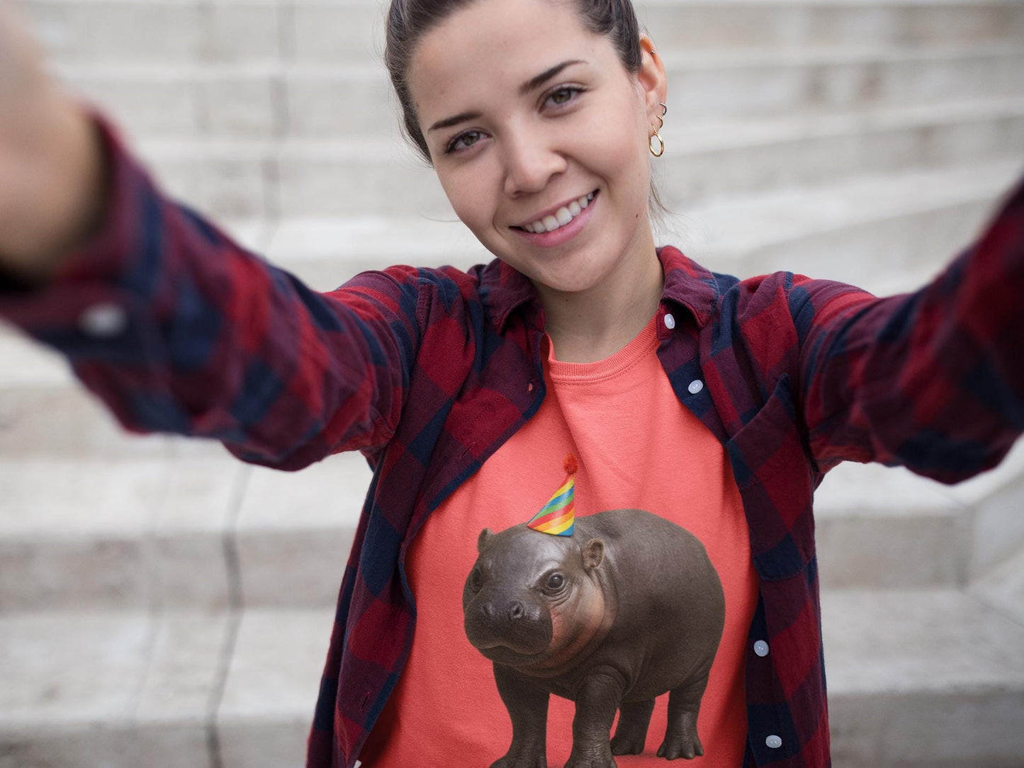 Pygmy Hippo Birthday Hat Unisex Garment-Dyed T-shirt, Viral Animal Lover Gift, Cute Tee for Animal Collectors, Comfort Colors Shirt