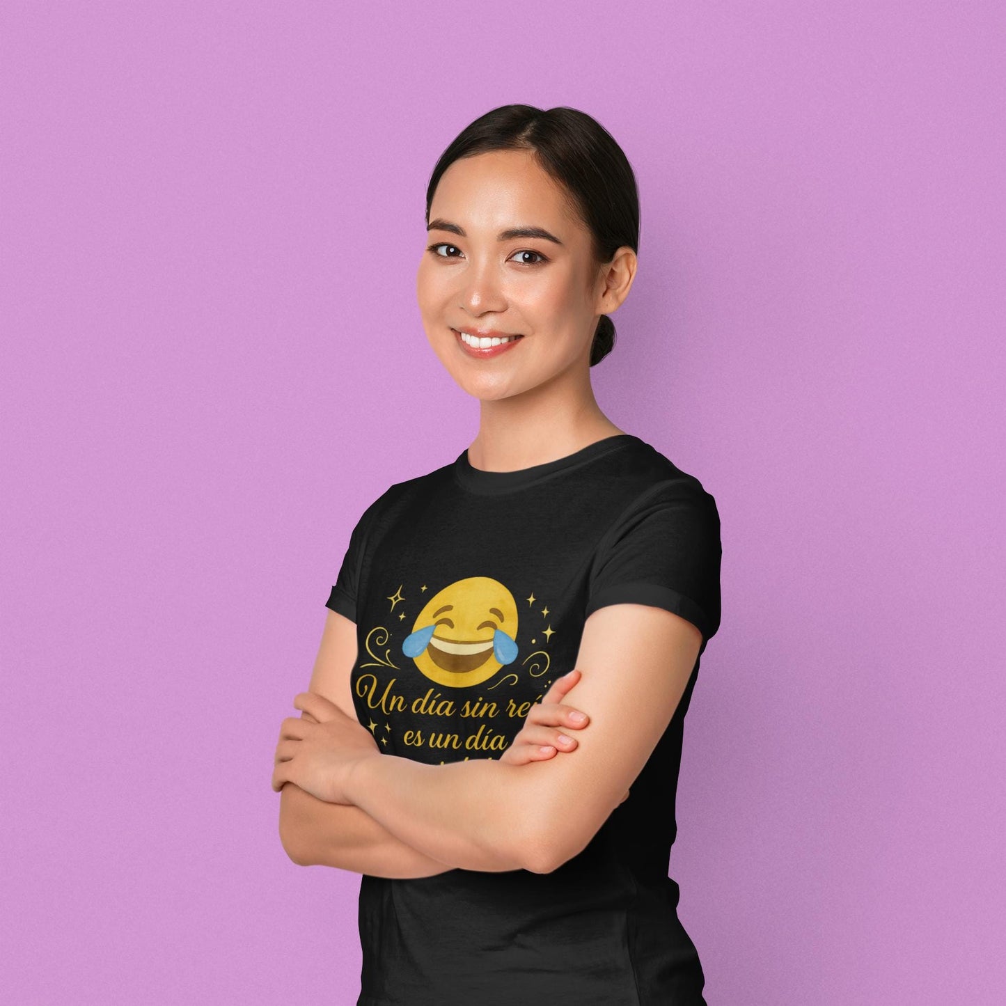 Spanish Inspirational Quote Unisex T-Shirt, Watercolor Emoji Design, Positive Humor + Elegance, Garment-Dyed Tee, Digital Print Tee, Golden