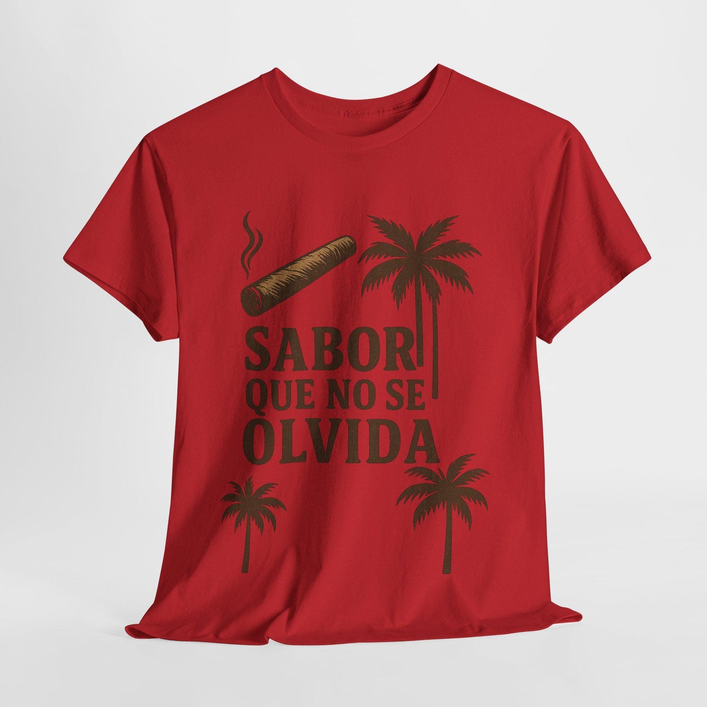 Caribbean Nostalgia Unisex Tee - Cigar, Palm Tree, Tropical Urban Style Shirt for Latinos & Travelers, Sabor Que No Se Olvida, Heavy Cotton