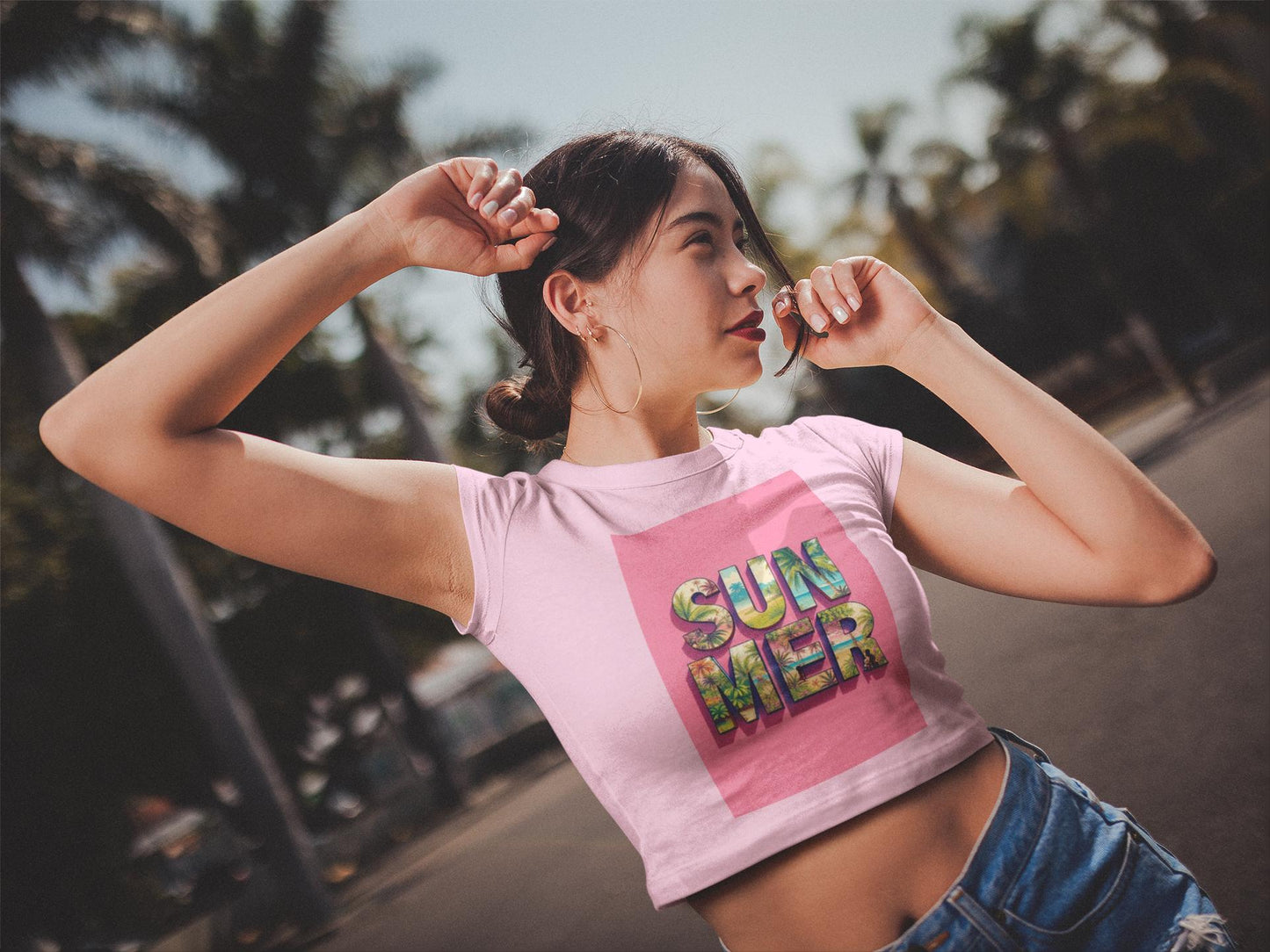 Summer Vibes Women's Baby Tee, Beachwear Shirt, Tropical Tees, Vacation Tops, Spanish Design