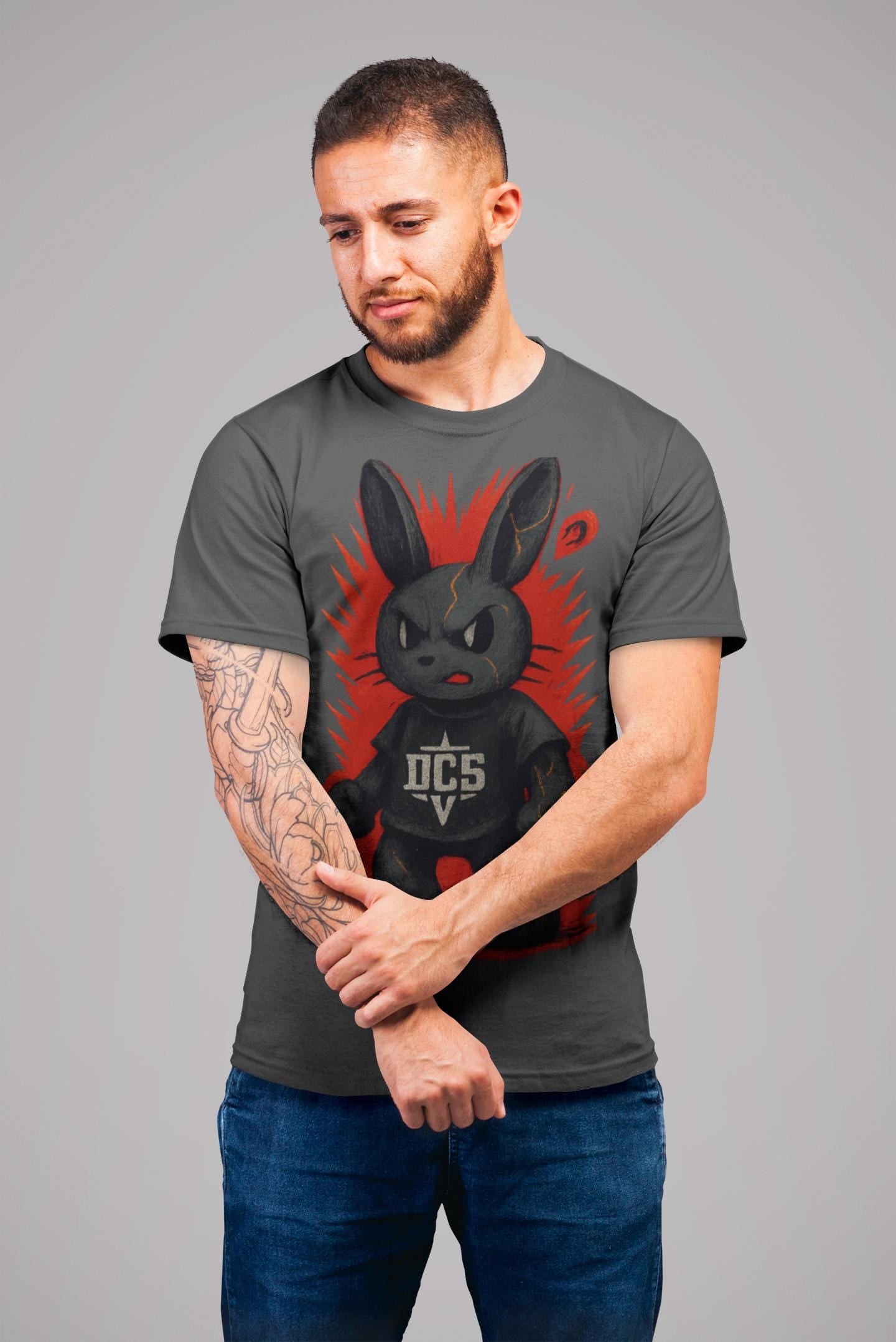 Copi Rabbit Resilience T-shirt, Streetwear Tee, Emotional Architecture Shirt, Gold Cracks Top, Urban Edge Fashion, Unisex Garment-Dyed Tee
