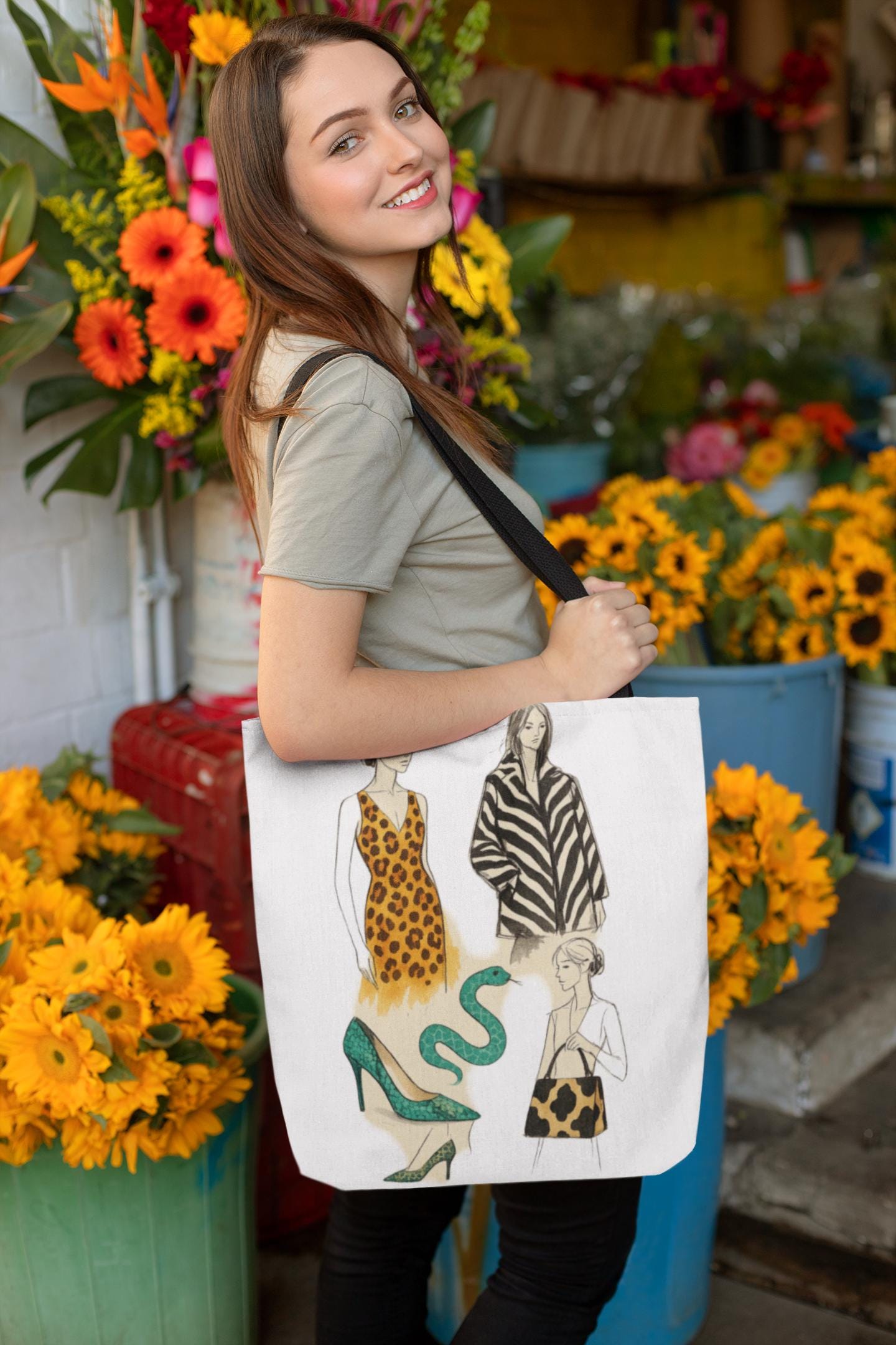 Animal Print Tote Bag - Fashionable Artistic Design 2025 | Leopard, Zebra, Snake, Cow | Contemporary Pop Style, Stylish Carryall, Trendy