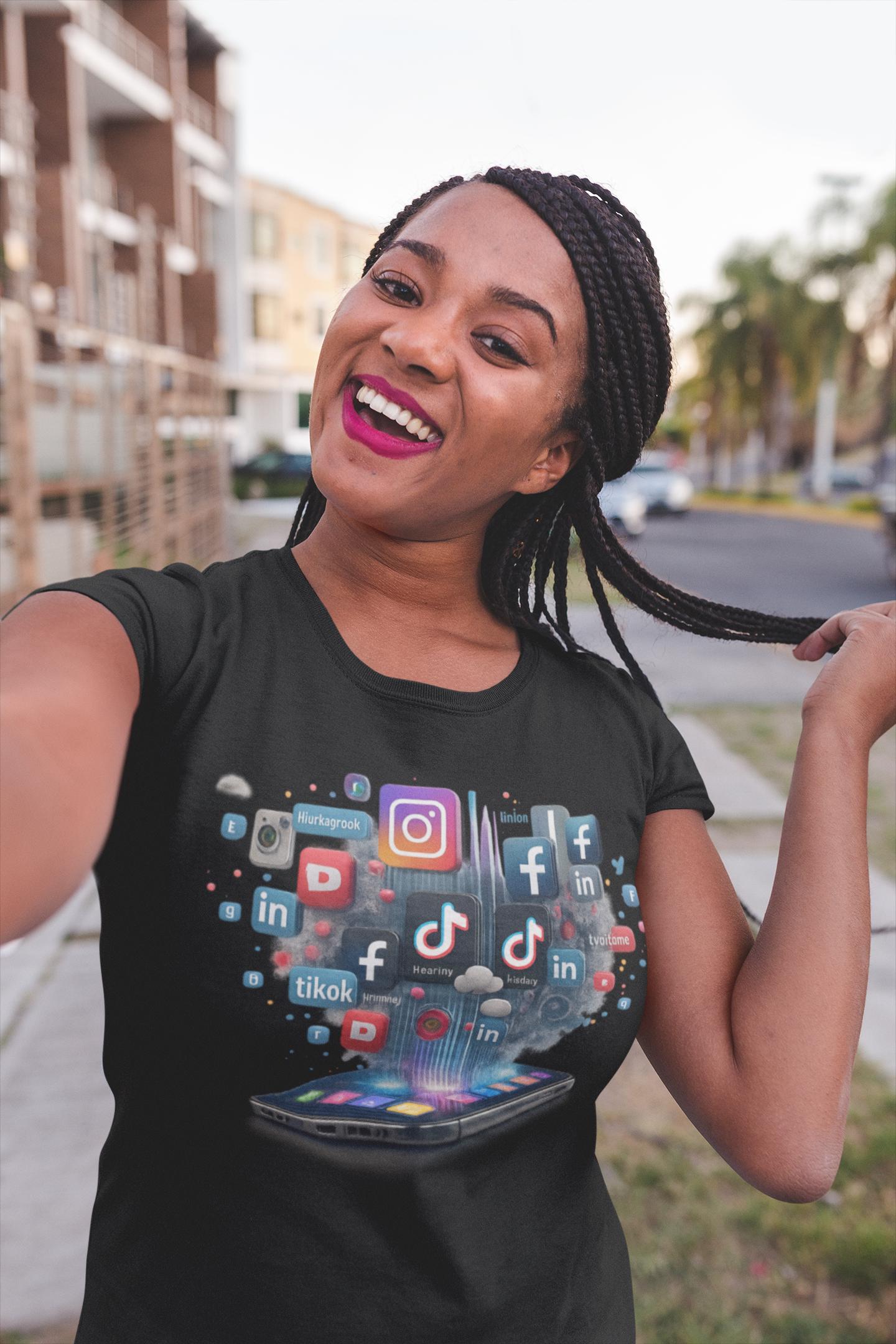 Social Media Icons Unisex Tee | Tech Lover Gift Shirt, Trendy Digital Life, Everyday Wear, Softstyle T-Shirt