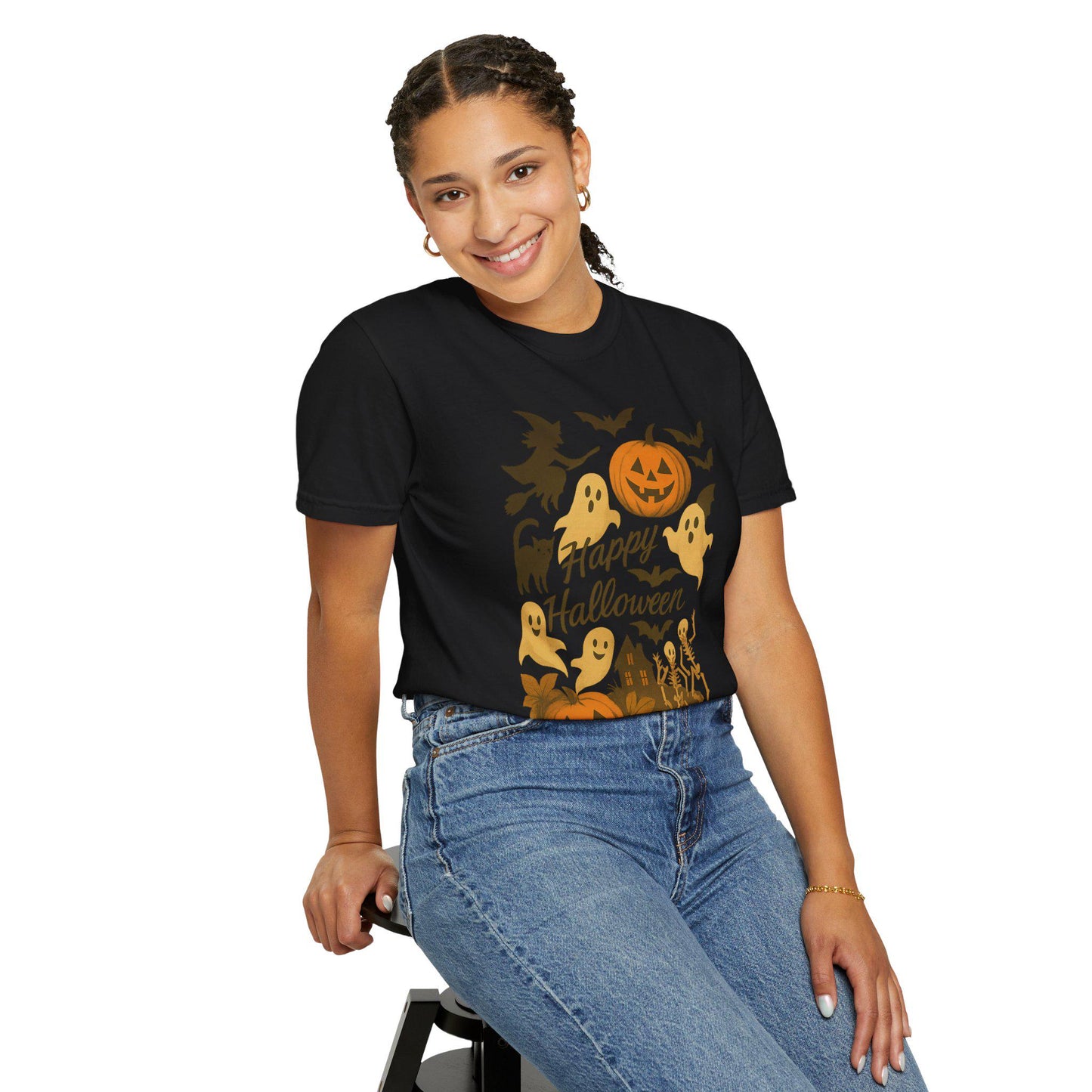 Unisex Garment-Dyed T-shirt - Camiseta de Halloween con fantasmas adorables y motivos festivos, disfraces y fiestas, regalos spooky, tallas