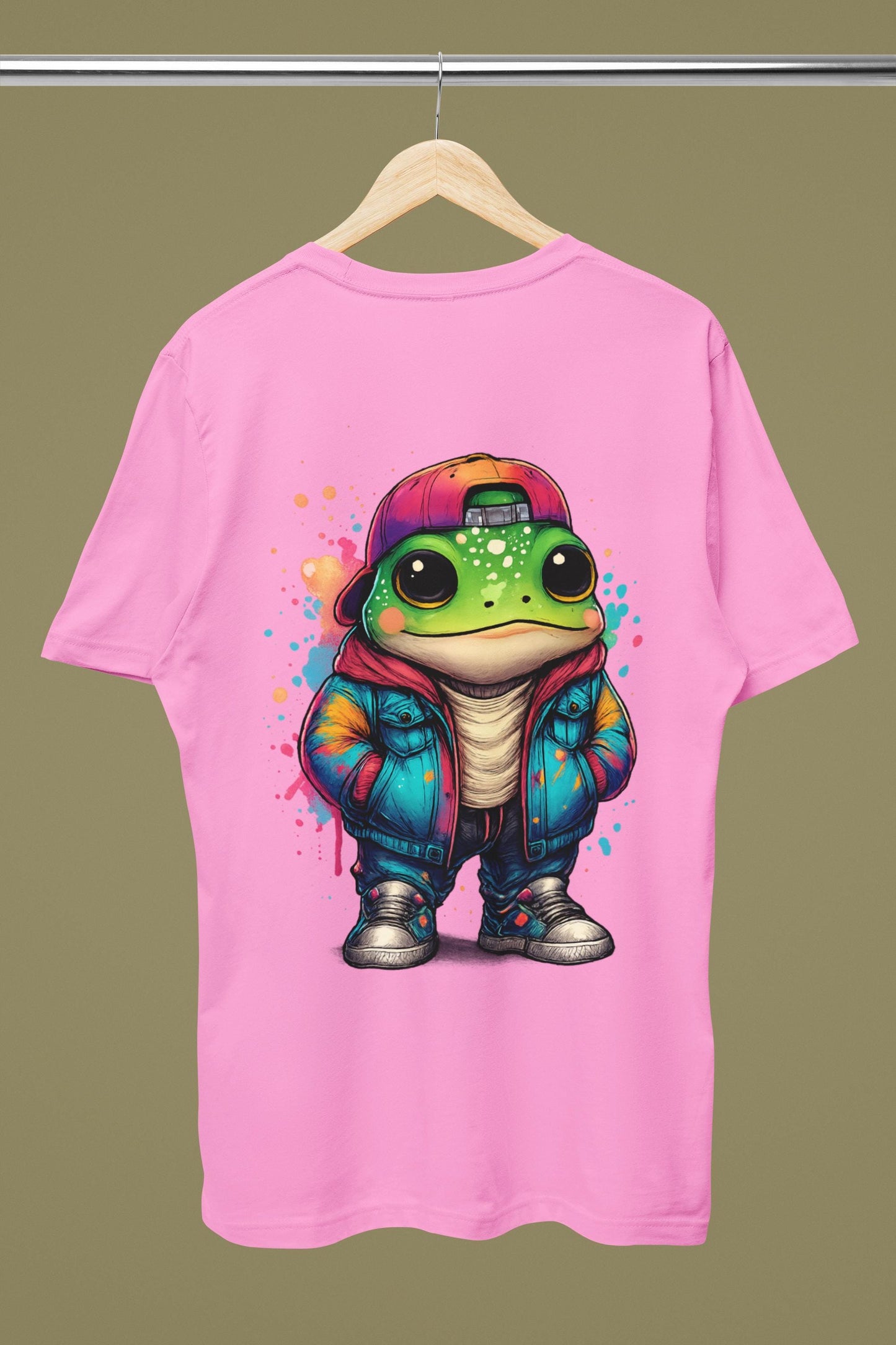 Hip Hop Frog Unisex Garment-Dyed T-shirt, Cool Teen Fashion Apparel, Trendy Youth Clothing, Stylish Frog Shirt, Unique Streetwear Tee