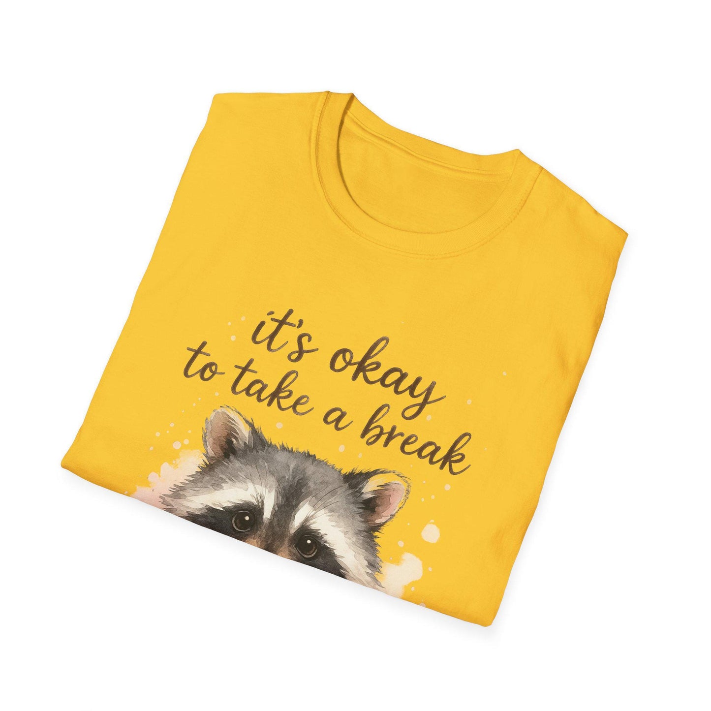 Raccoon Illustration Softstyle T-Shirt, Funny Philosophy Design, Humorous Animal Lover Gift, Chaos Wisdom Tee, Reflective Spirit Shirt