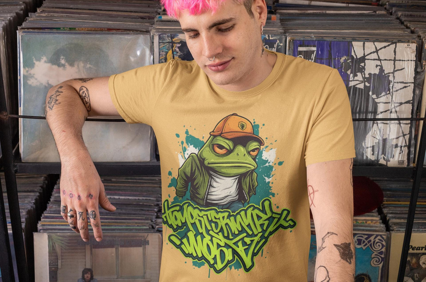 Street Art Frog T-Shirt | Unisex Graphic Tee, Casual Wear, Urban Style, Gift for Art Lovers, Trendy Outfits