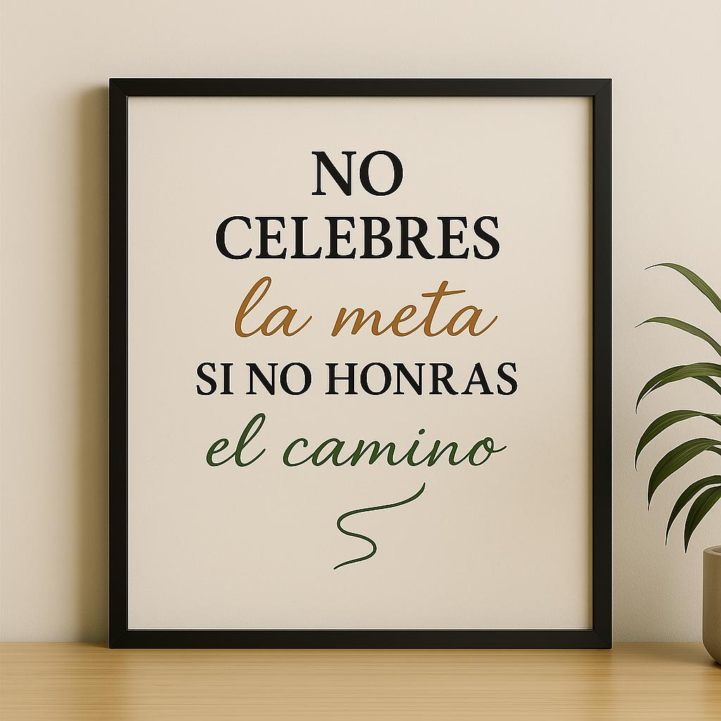 Poster inspirador en espanol, Arte digital descargable, No celebres la meta si no honras el camino