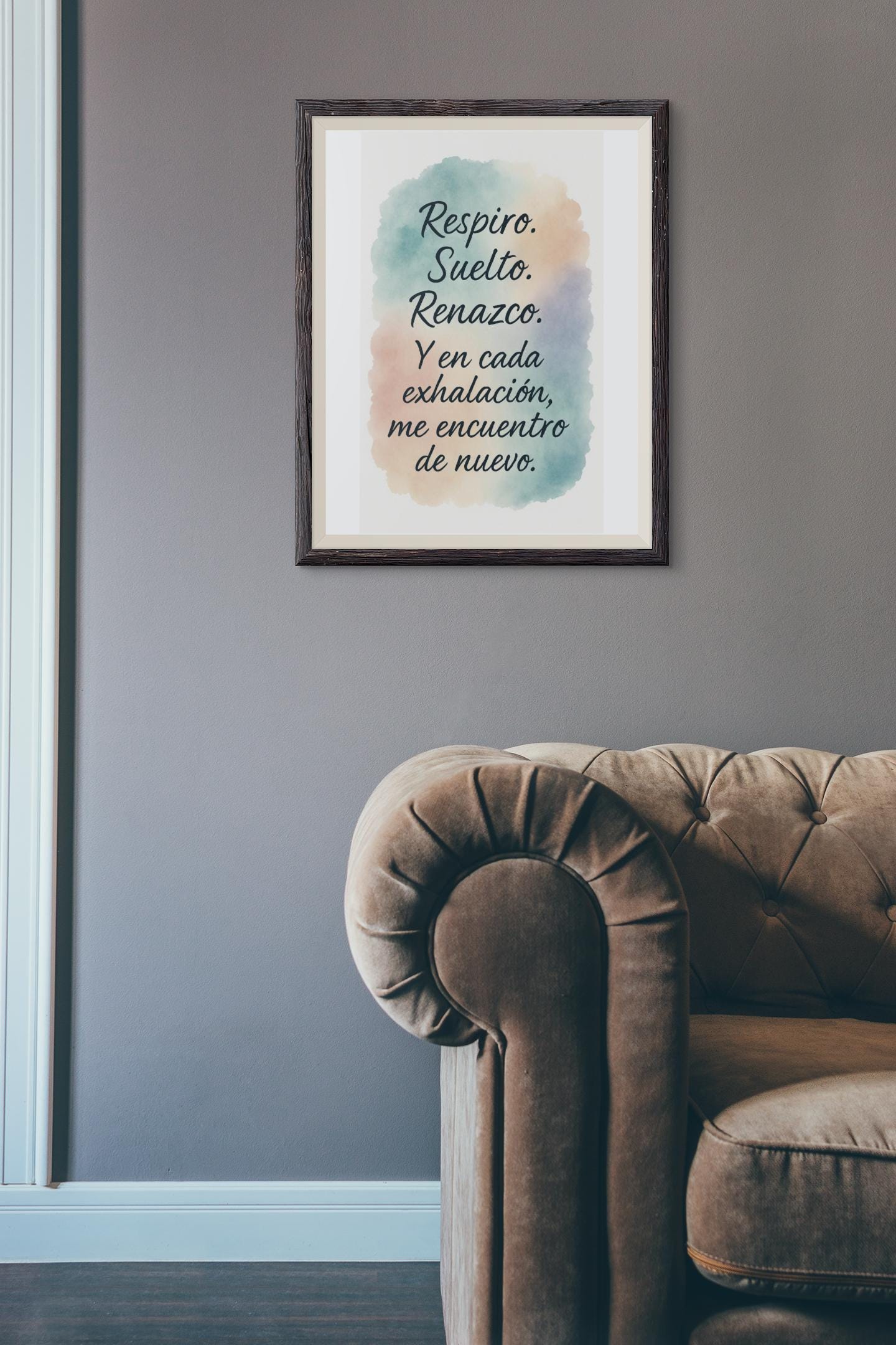 Healing Poster Breathe, Release, Rebirth, Emotional Wall Art in Watercolor with Symbolic Body Illustration