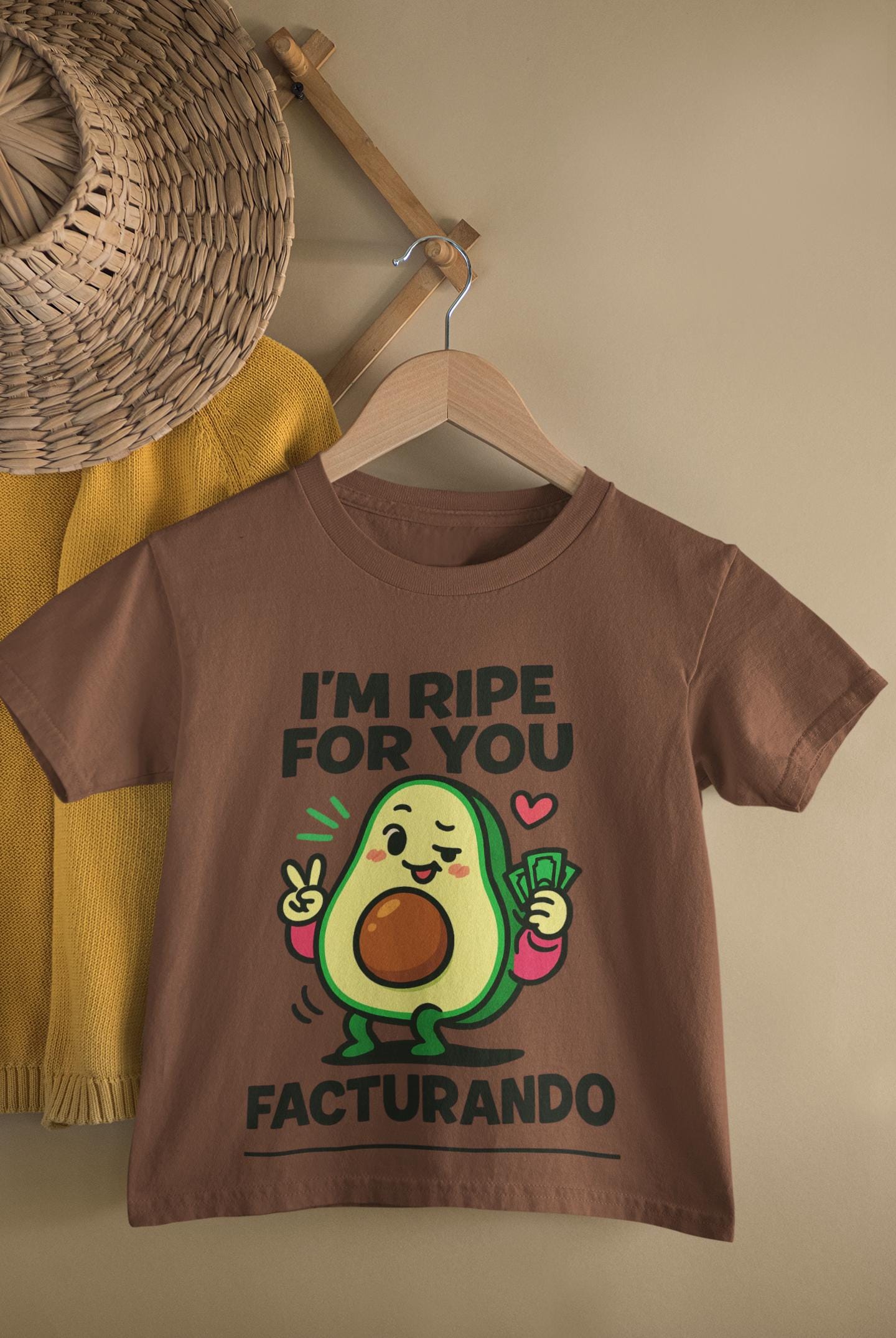 Flirty Avocado T-Shirt, Kawaii Fruit Tee, Fresh Foodie Gift Shirt, Cheeky Humor Top, Unisex Garment-Dyed Tee