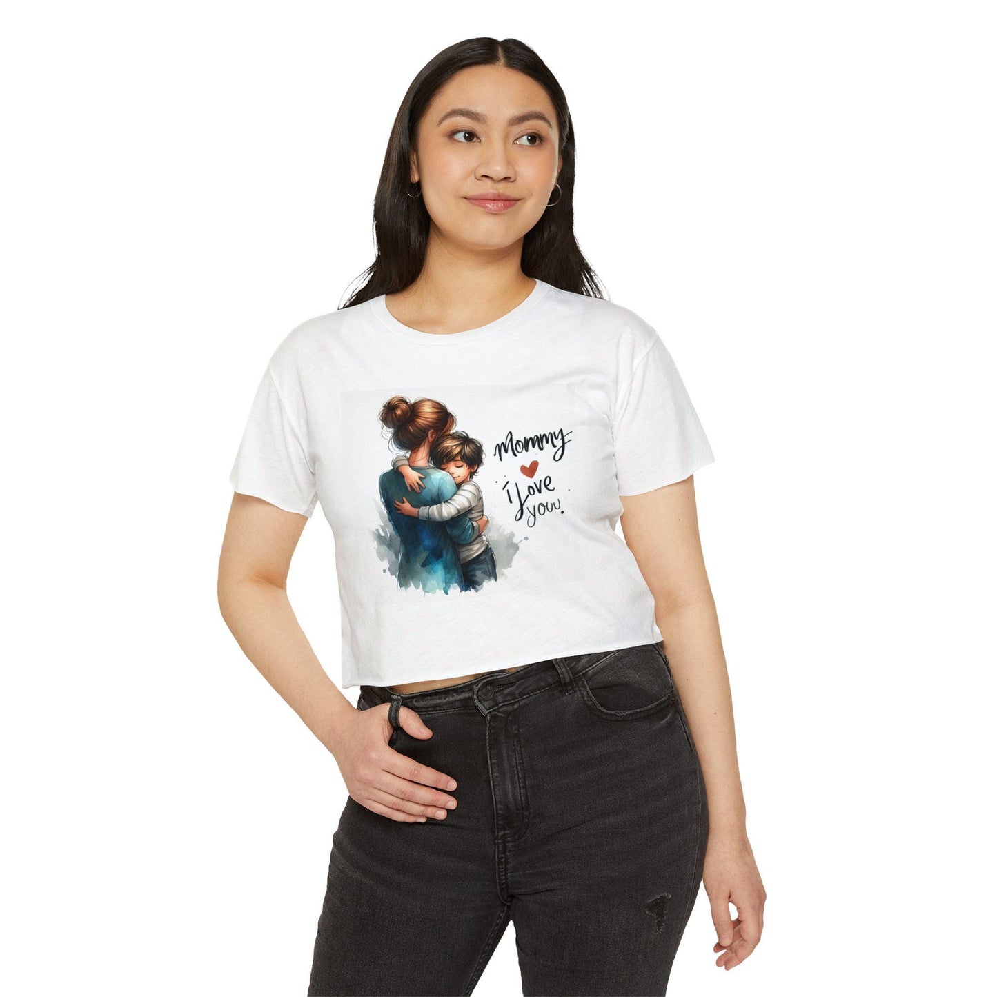 Mommy I Love You Festival Crop Top – Top Corto Unisex Vintage para Mamá
