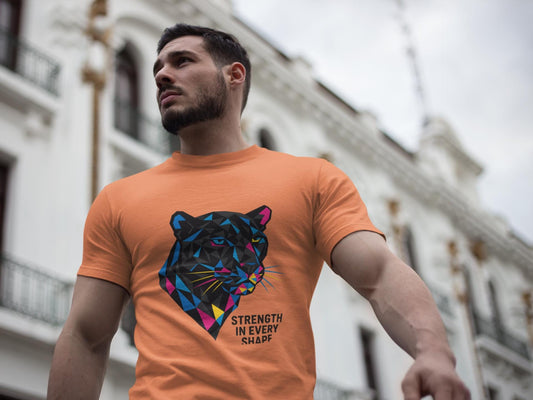 Geometric Panther T-shirt, Artistically Bold Unisex Tee, Festival Clothing Gift, Dopamine Dressing