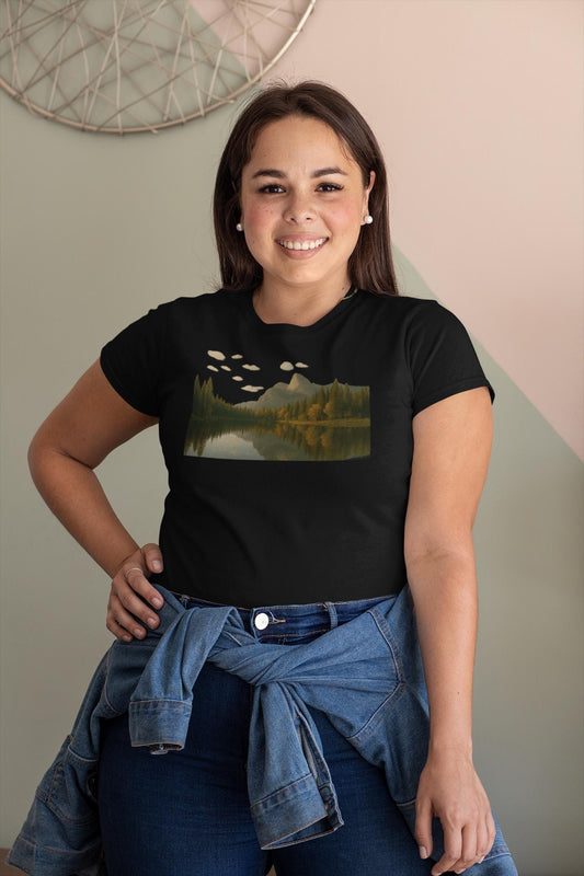 Water Reflections Unisex Garment-Dyed T-shirt, Nature Lover Tee, Fall Landscape Shirt, Ethical Comfort Wear, Emotional Art Top