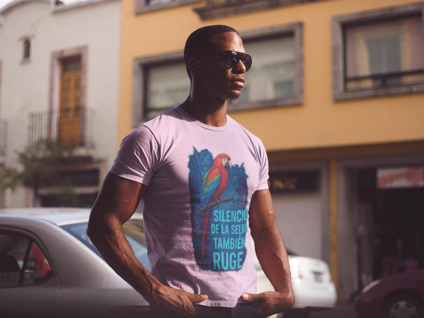 Tropical Glitch Unisex T-shirt, Emotional Urban Wear, Eco-Friendly Tee, Artist Gift, Powerful Quote, Spanish Shirt, DiseConSentido, Cotton