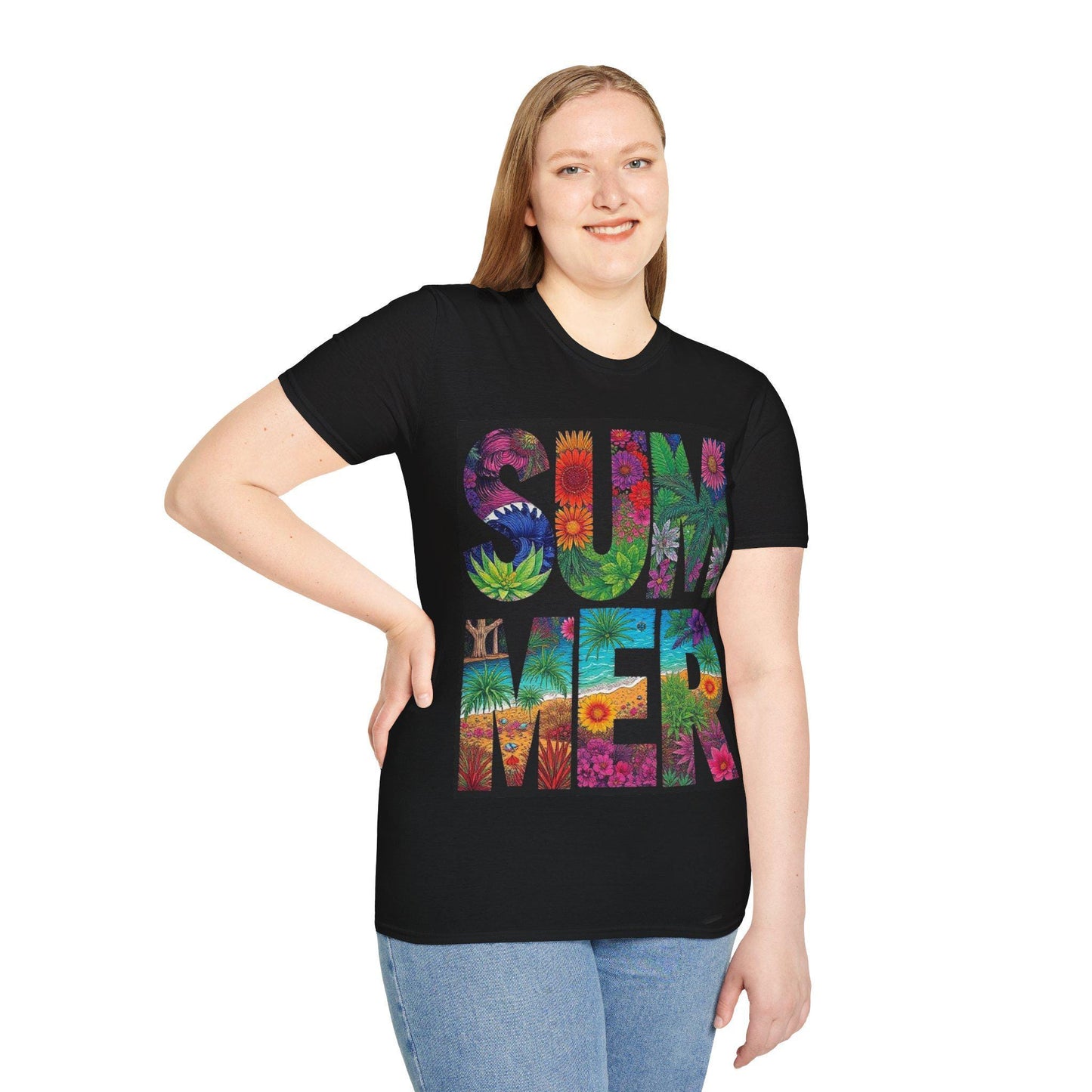 Vibrant Summer Floral Unisex T-Shirt – Playera Unisex Floral de Verano