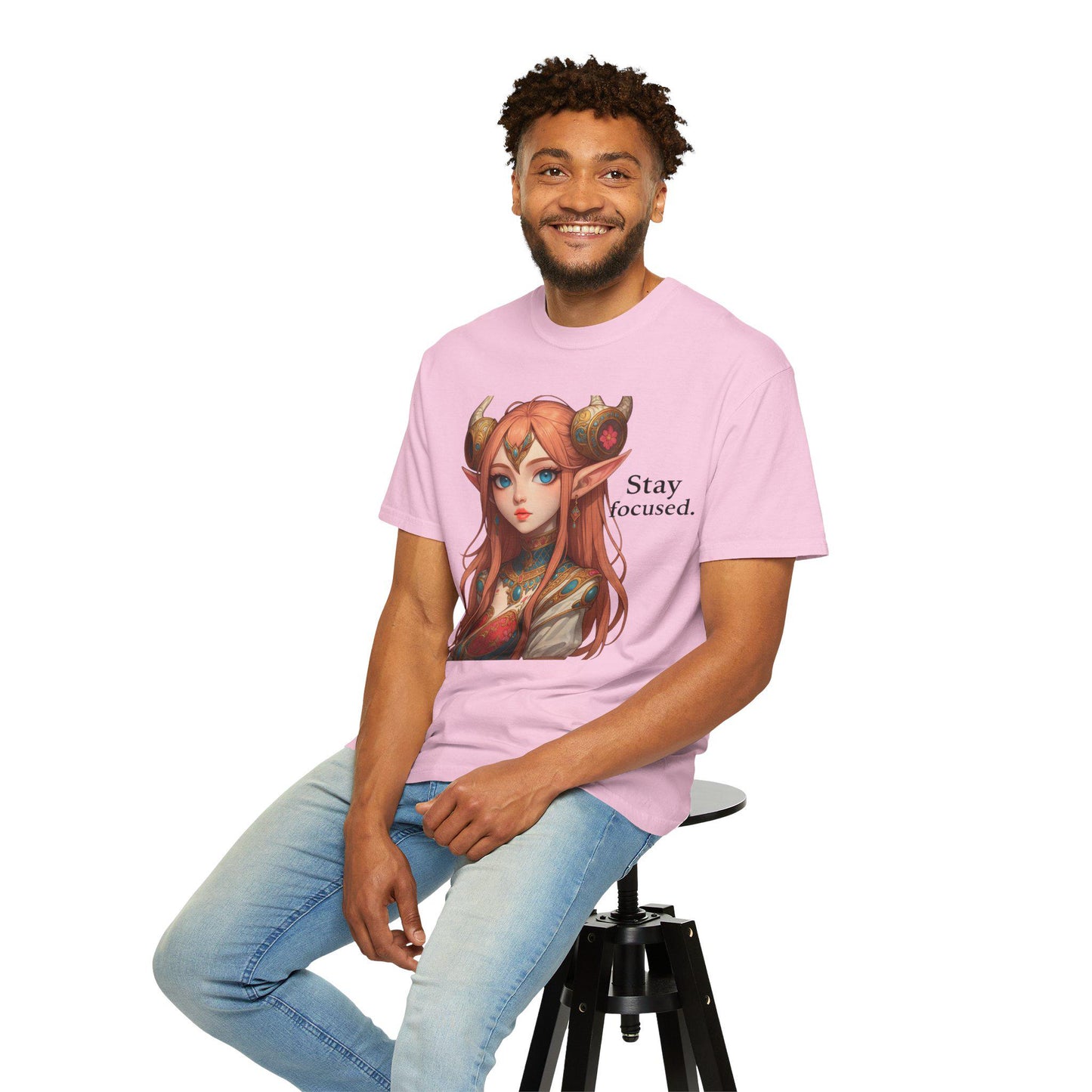 Fantasy-Themed Unisex T-Shirt: Stay Focused, Casual Wear, Gamer Gift, Anime Merchandise, Unique Fashion