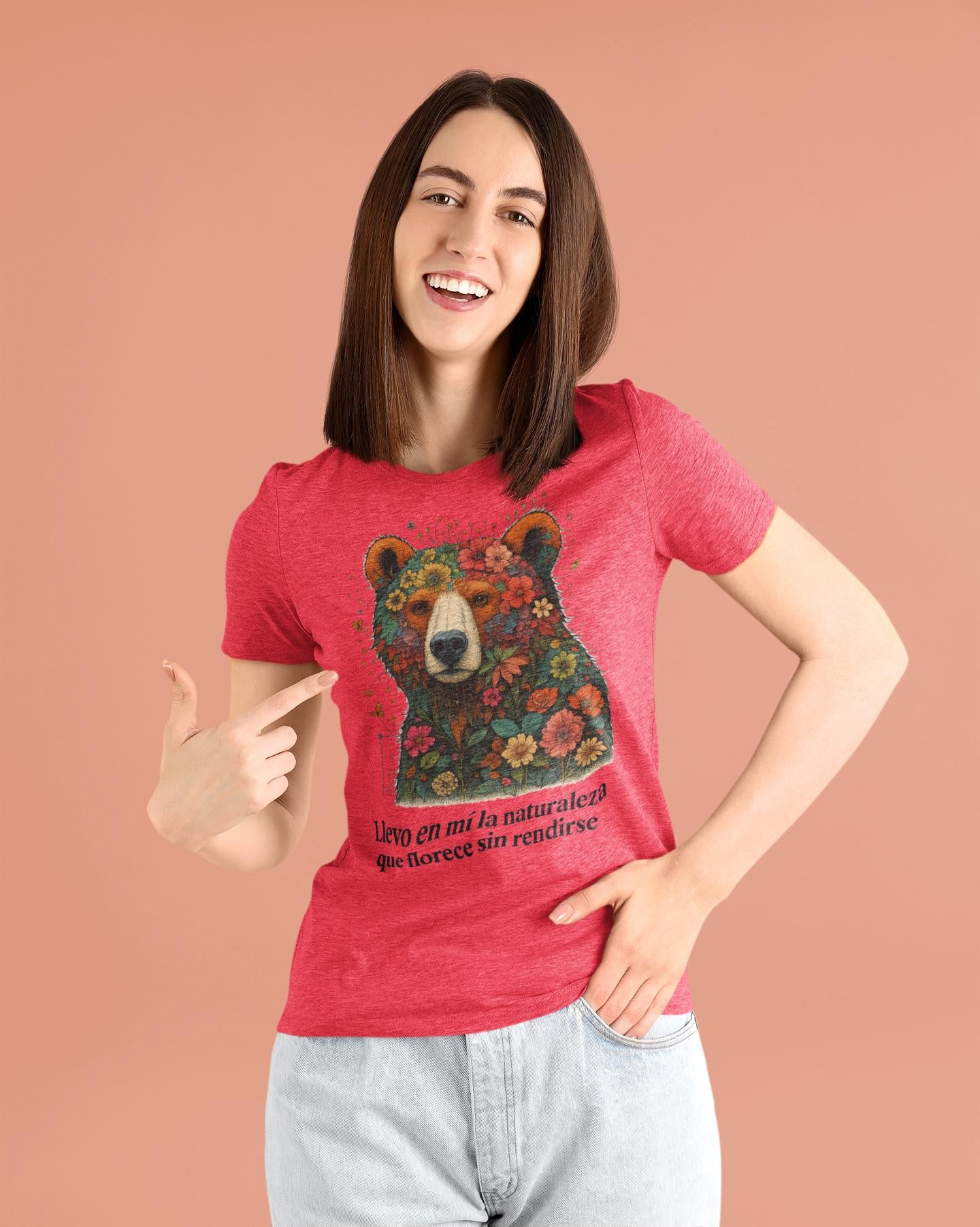 Resilient Floral Bear Softstyle T-Shirt, Nature Lover Gift, Emotional Beige Tee, Earth Day Present, XS-3XL, Gildan 64000