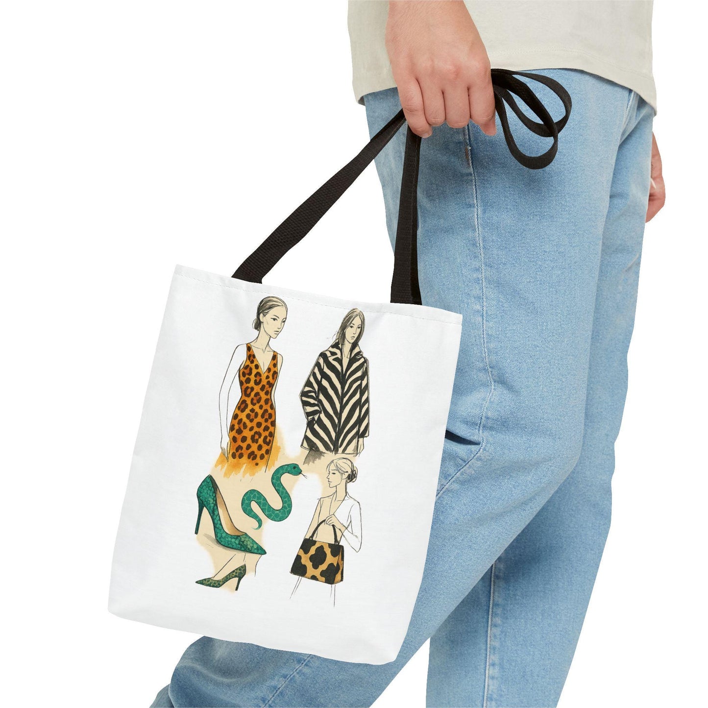 Animal Print Tote Bag - Fashionable Artistic Design 2025 | Leopard, Zebra, Snake, Cow | Contemporary Pop Style, Stylish Carryall, Trendy
