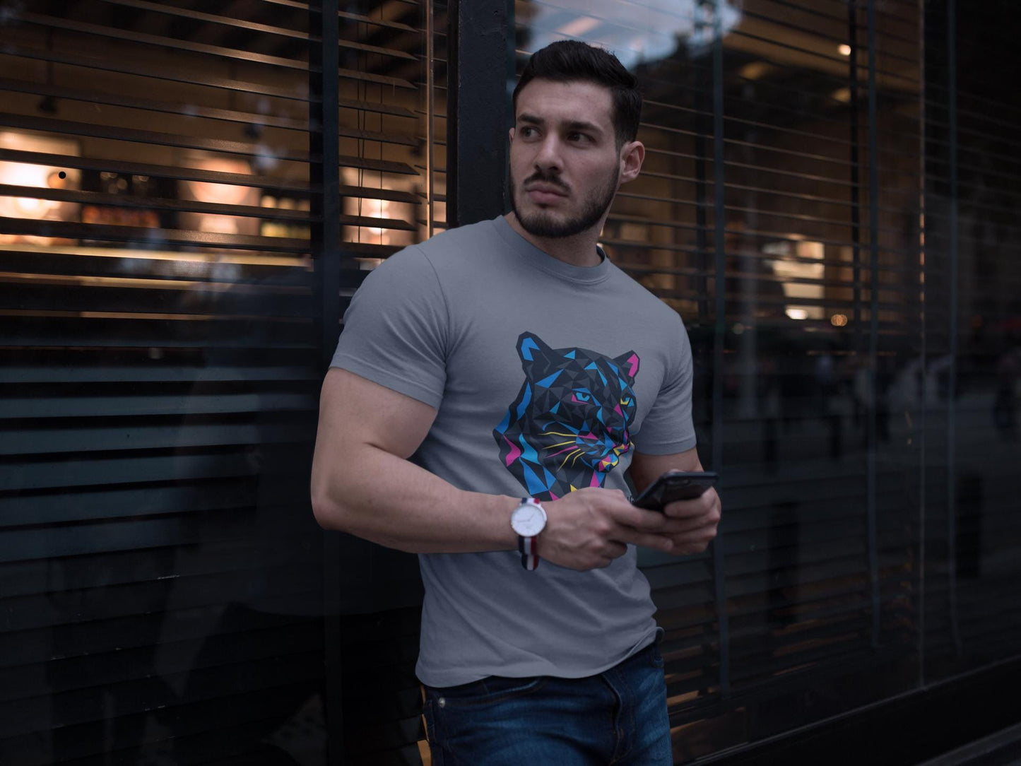 Geometric Panther T-shirt, Artistically Bold Unisex Tee, Festival Clothing Gift, Dopamine Dressing