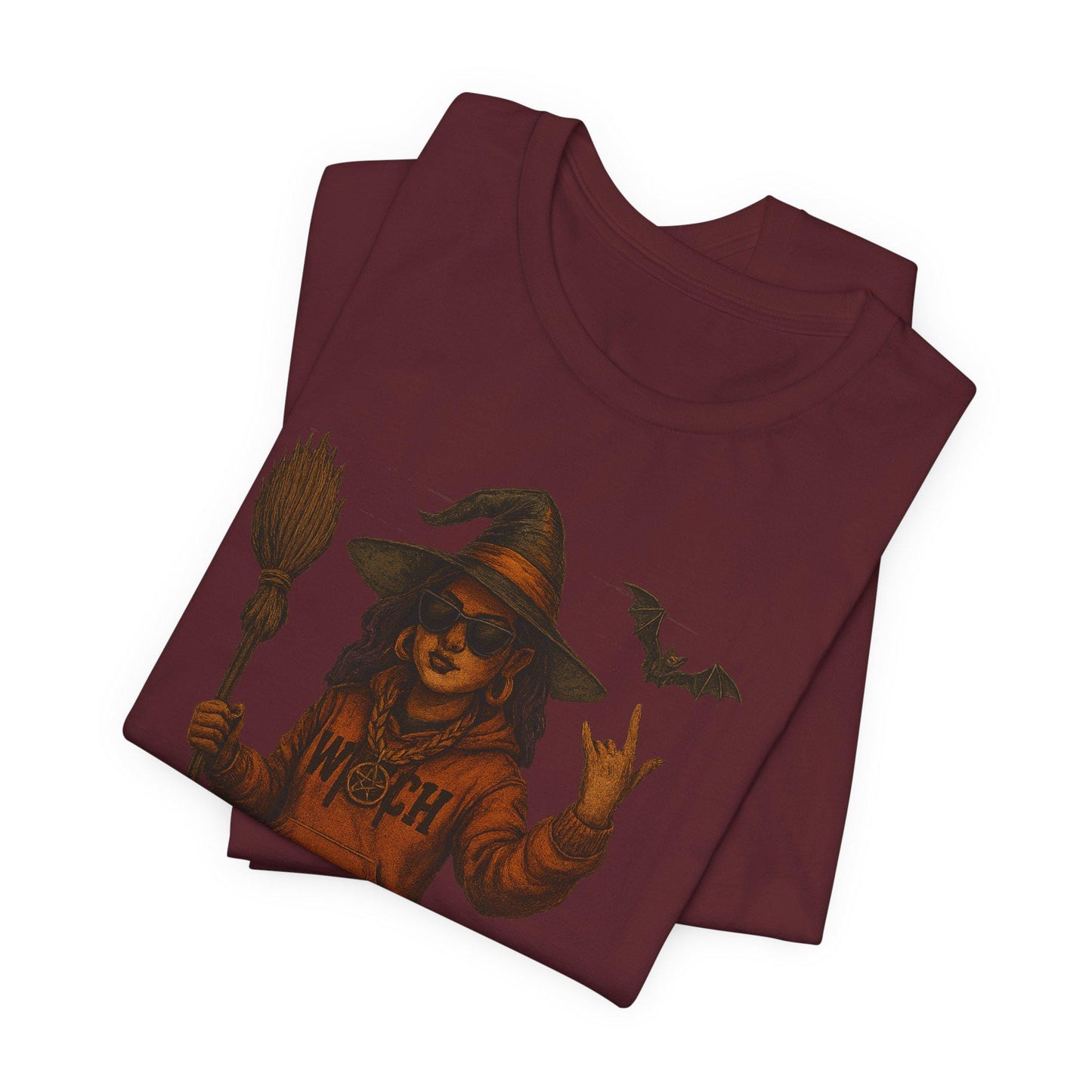 Witch T-Shirt, Funny Halloween Tee, Hip Hop Reggaeton Clothing, Halloween Costume, Spooky Season Shirt, Unisex Jersey Short Sleeve Tee
