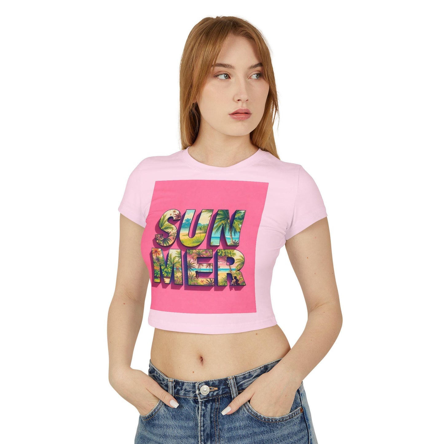 Summer Vibes Women's Baby Tee, Beachwear Shirt, Tropical Tees, Vacation Tops, Spanish Design