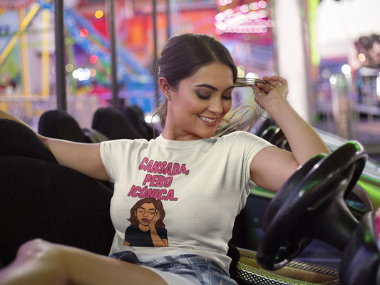 Women's Boxy Tee - Glam Grunge Caricature Illustration - Fashionistas Shirt, Multitasking Queens Top, Editorial Attitude Mom Gift, Exhausted