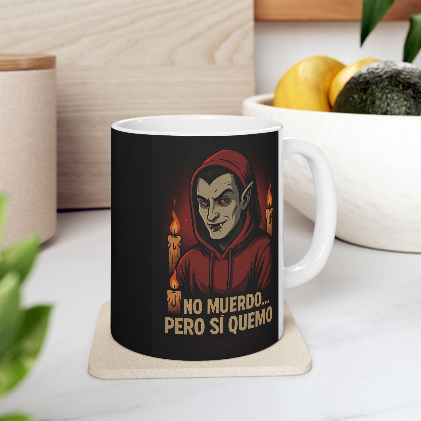 Vampire Mug, Halloween Coffee Cup, Gothic Tea Mug, Ceramic Drinkware, Funny Novelty Gift, Unique Kitchen Decor