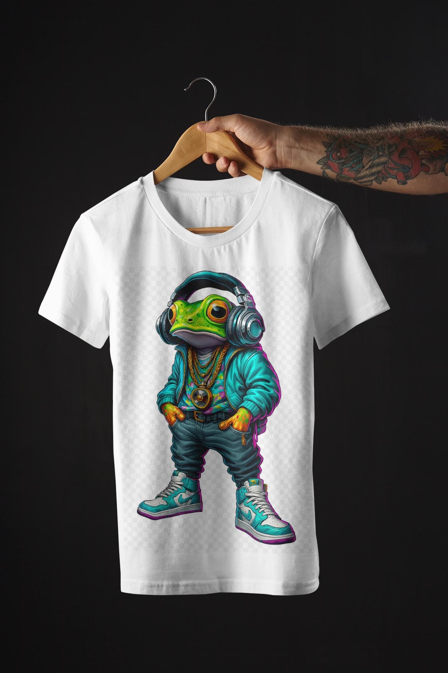 Hip Hop Frog Unisex Tee, Funny Graphic T-Shirt, Streetwear Fashion, Music Lover Gift, Unique Frog Shirt, Cool Frog Illustration