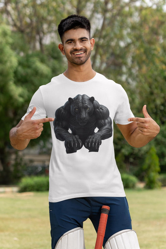Panther Graphic Tee - Unisex Softstyle T-Shirt, Animal Muscle Art Shirt, Fitness Streetwear Apparel, Wildlife Fashion, Bold Design Shirt