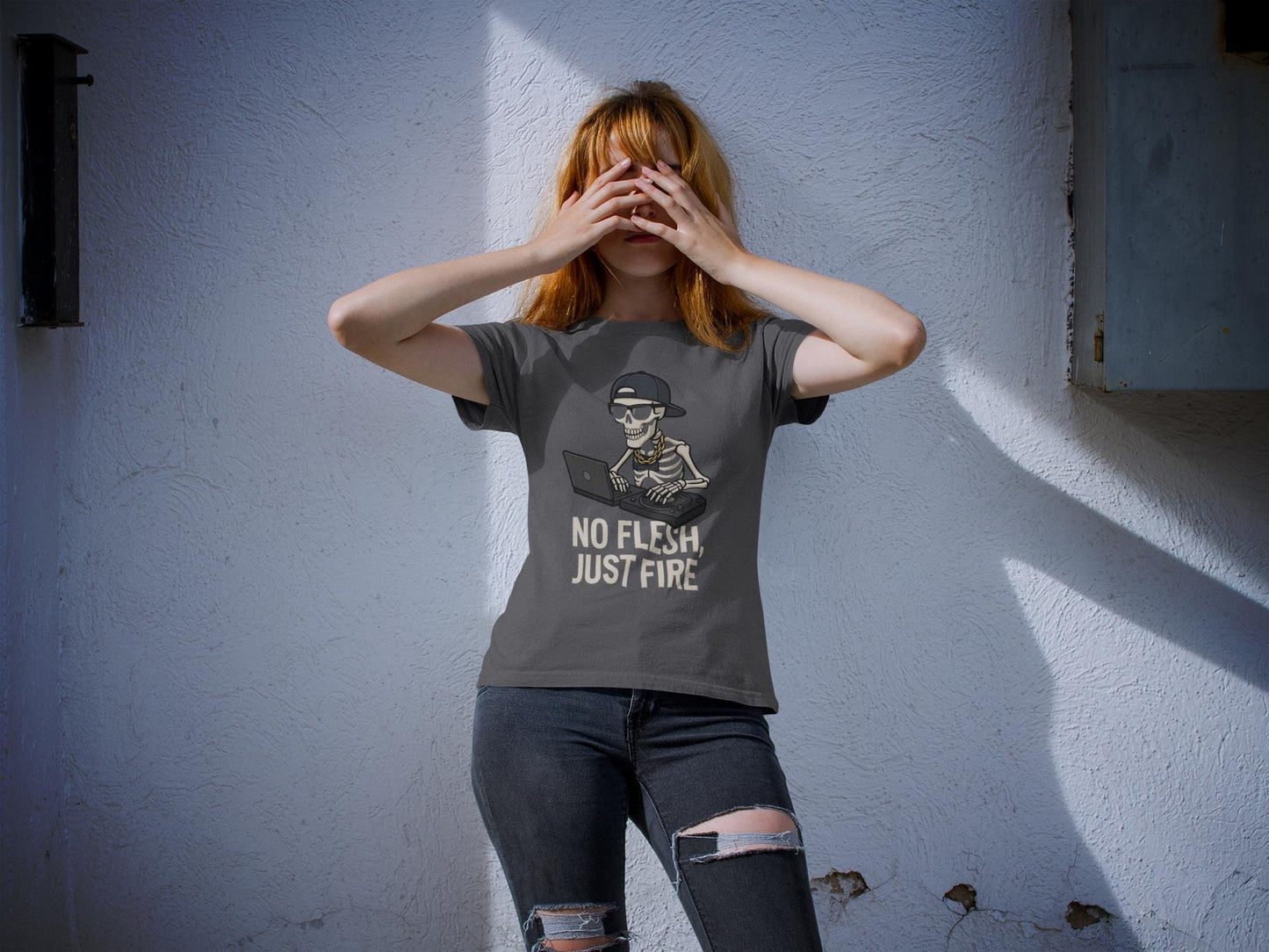 Skeleton DJ Unisex T-Shirt, Halloween Music Tee, Gamer Apparel, DJ Costume Shirt, Dark Humor Shirt