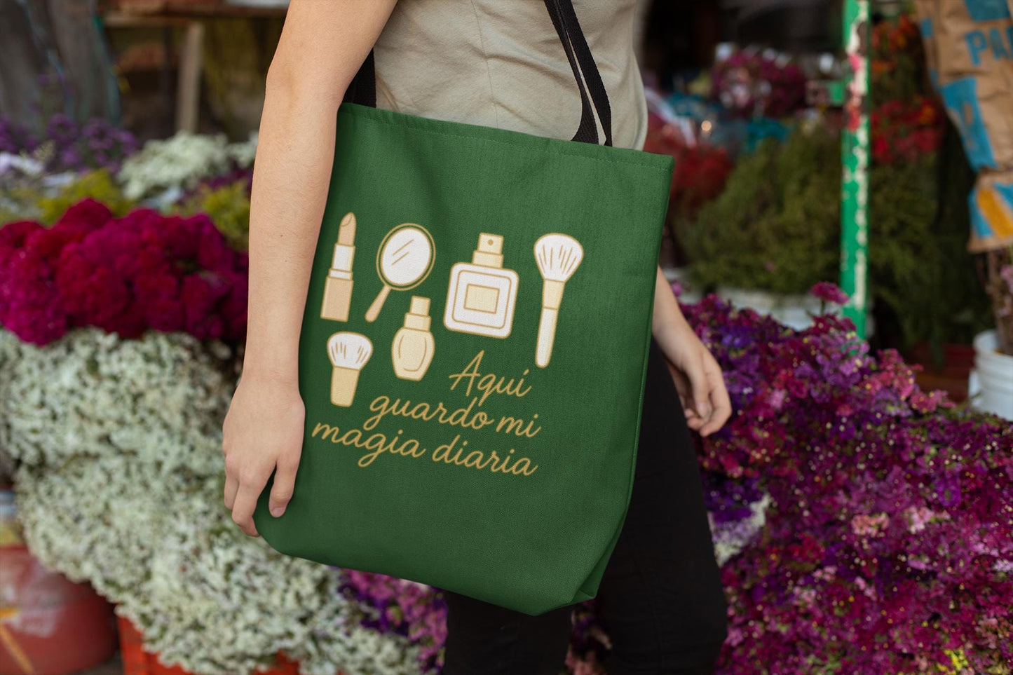 Cosmetic Tote Bag - 'Aquí guardo mi magia diaria' | Beauty Lover Gift | Feminine Mystery Bag, Makeup Tote Bag, Cosmetic Organizer, Beauty