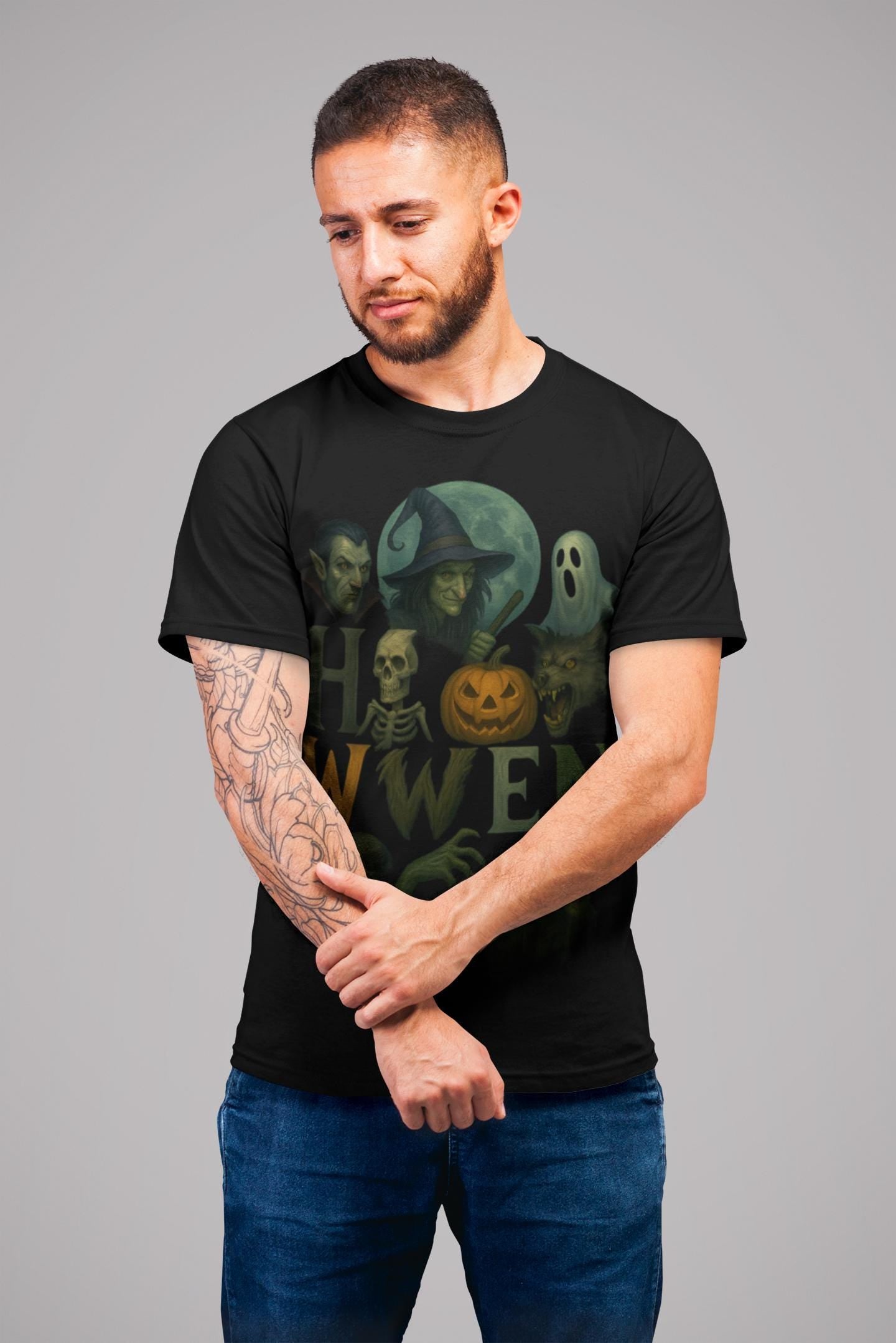 Halloween Unisex Tee, Spooky Cotton Shirt for Costume Parties & Trick-or-Treating, Seasonal Fashion Gift